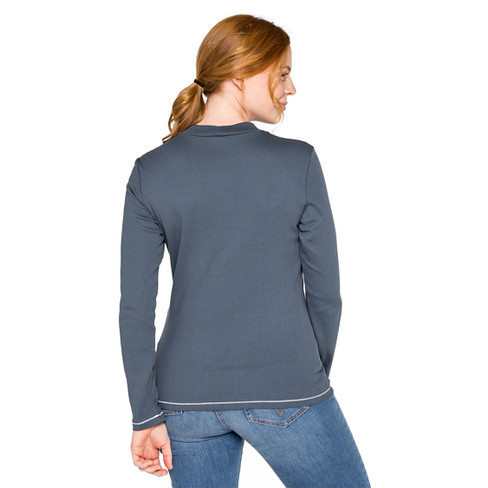 Shirt met opstaande kraag van bio-katoen, nachtblauw