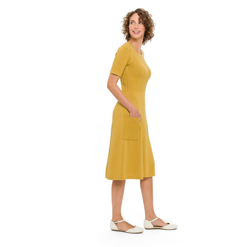 Gebreide jurk van bio-katoen met merinowol, honing