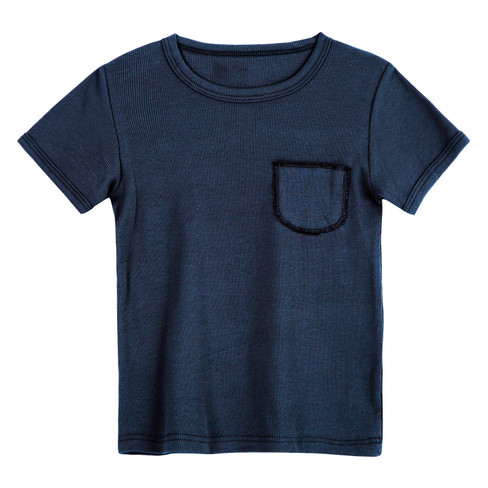 T-shirt van bio-katoen met elastaan, blauw
