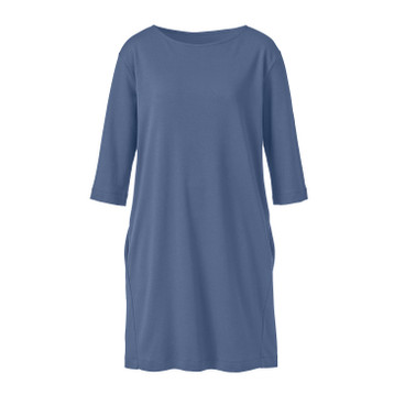 Jersey jurk van bio-katoen, duifblauw