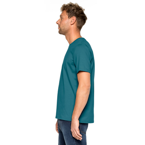 T-shirt van bio-katoen met elastaan, oceaanblauw
