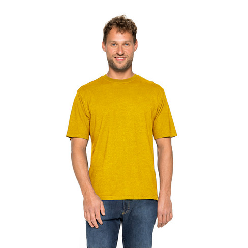 T-shirt van hennep en bio-katoen, saffraan