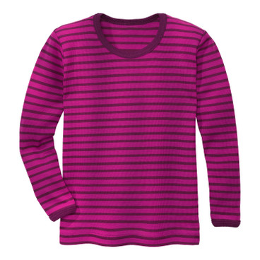 Shirt met lange mouwen van bio-scheerwol en zijde, pink/bes