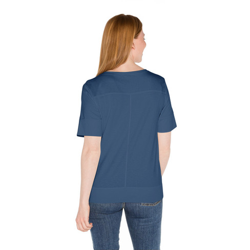 T-shirt met siernaden van bio-katoen, inktblauw