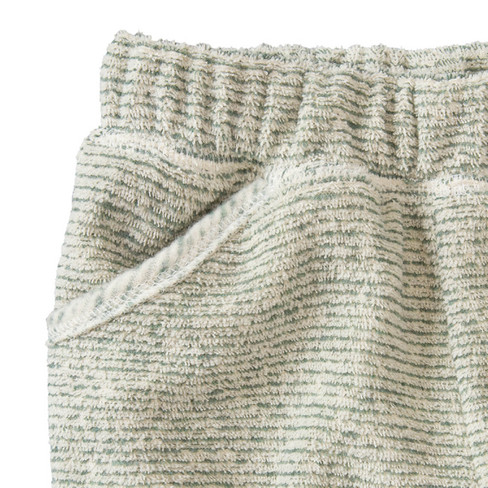 Badstof-shorts van bio-katoen, jade-gestreept