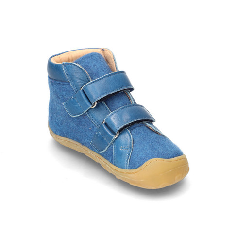 Klittenbandschoen van merino-wolvilt, jeansblauw