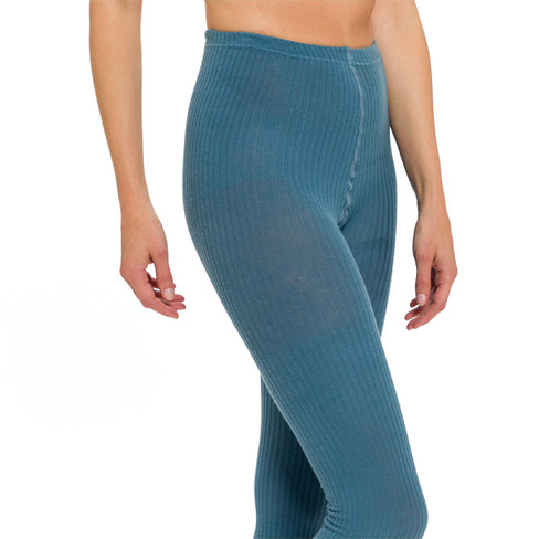 Geribde legging van biologisch katoen met elastaan, nachtblauw