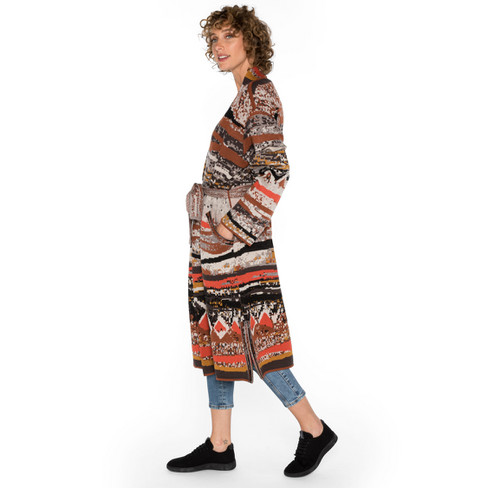 Jacquardgebreid vest in etno-stijl van bio-merinowol, noga-motief