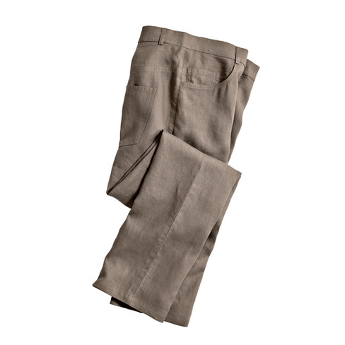 Linnen broek in 5-Pocket-Style, taupe