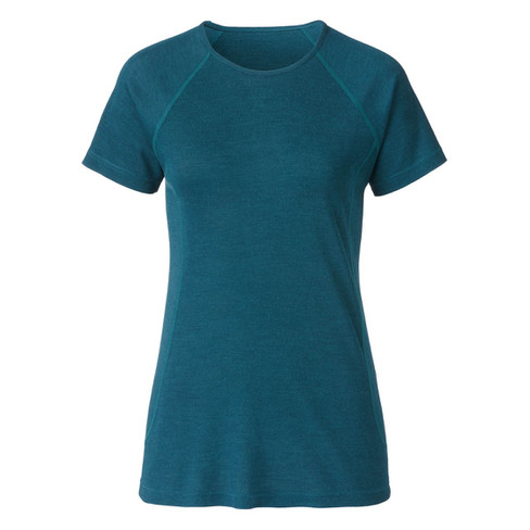 Thermo-shirt met korte mouwen van bio-wol en bio-zijde, oceaanblauw