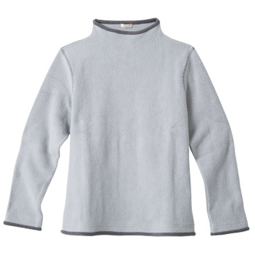 Fleece pullover van bio-katoen met vulkaankraag, grijs/antraciet