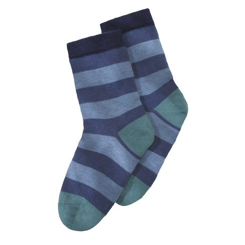 Sokken met strepen van bio-katoen, blauw-multicolor