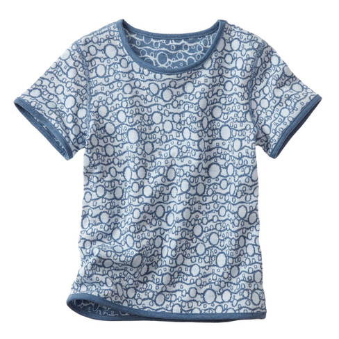 Omkeerbaar shirt van bio-katoen, duifblauw motief