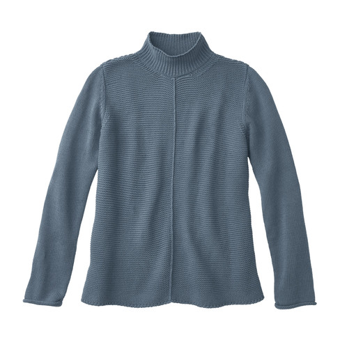 Pullover met staande kraag van bio-katoen, rookblauw