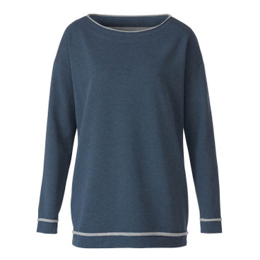Sweatshirt met boothals van bio-katoen, jeansblauw-gemêleerd