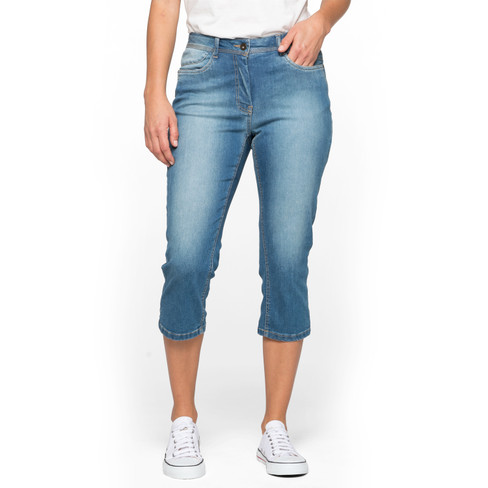 Elastische capri-jeans van bio-katoen in 4-pocket-style, lichtblauw