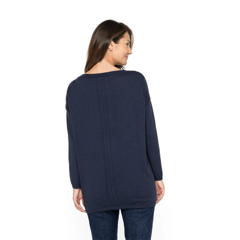 Pullover van bio-katoen en bio-scheerwol, nachtblauw