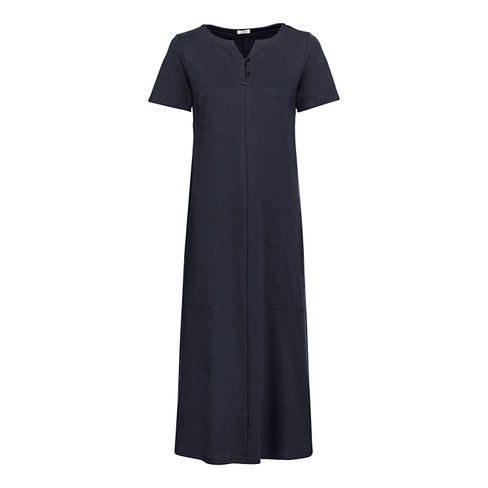 Image of Jersey jurk van bio-katoen met knoopjes, antraciet Maat: 36