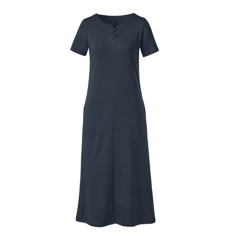 Jersey jurk lang van bio-katoen, nachtblauw