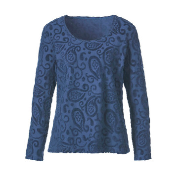 Intarsia Nicki shirt van bio-katoen, nachtblauw
