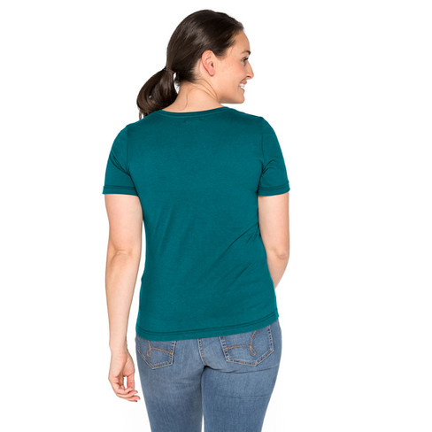T-shirt met V-hals van bio-katoen, Atlantisch blauw
