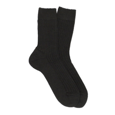 Ribgebreide scheerwollen sokken van zuivere bio-wol, zwart