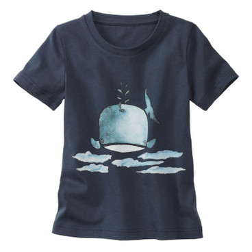 T-shirt met walvisprint van bio-katoen, nachtblauw