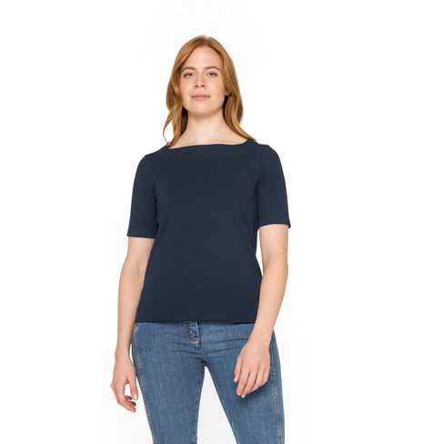 Getailleerd T-shirt van bio-katoen, nachtblauw