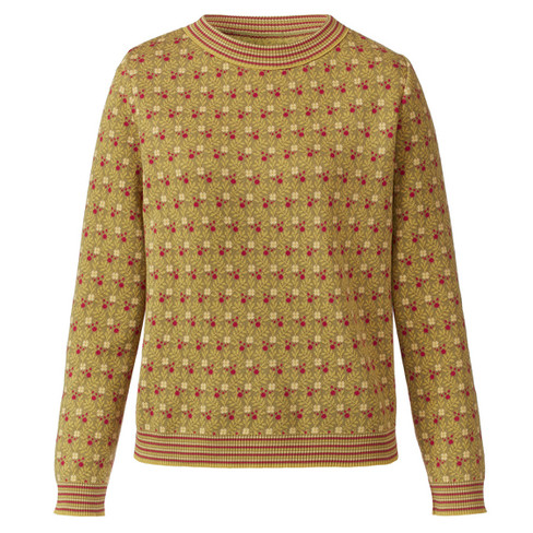 Image of Jacquard trui met bloemmotief van bio-katoen, geel-motief Maat: 36/38