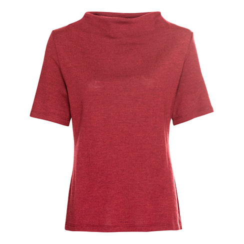 Image of Shirt met vulkaankraag van bio-scheerwol, bordeaux Maat: 42