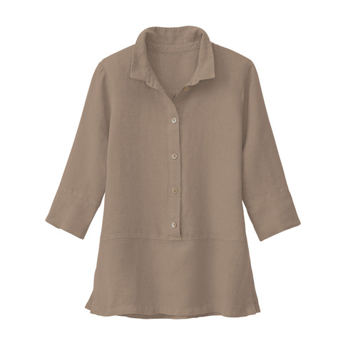 Image of Lichte linnen blouse, taupe Maat: 38