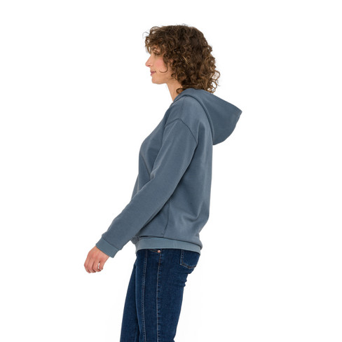 Sweatshirt met capuchon van zuiver bio-katoen, rookblauw
