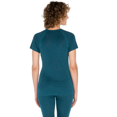 Thermo-shirt met korte mouwen van bio-wol en bio-zijde, atlantisch blauw