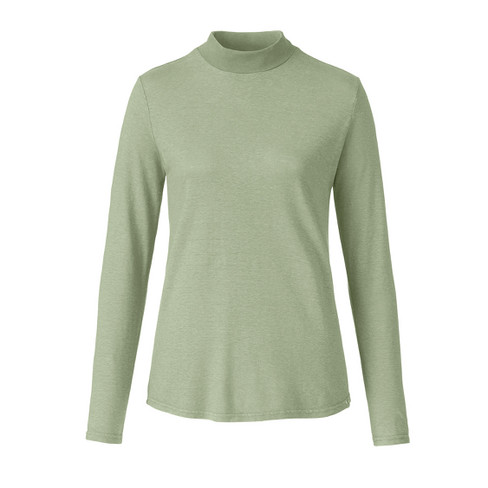 Image of Shirt met lange mouwen en opstaande kraag van hennep jersey, melisse Maat: XL