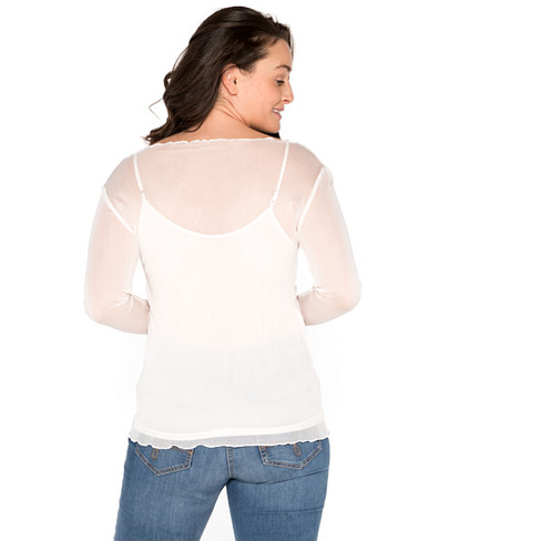 Transparante shirt van bio-zijde, natuurwit