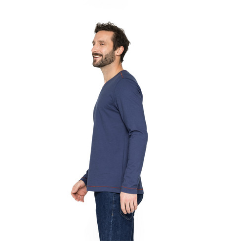 Shirt met lange mouwen van bio-katoen, inktblauw