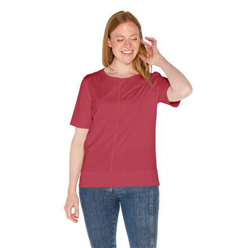 T-shirt met siernaden van bio-katoen, aardbei