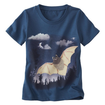 T-shirt met dierenprint van puur bio-katoen, rookblauw