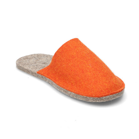 Wolvilten pantoffels, oranje