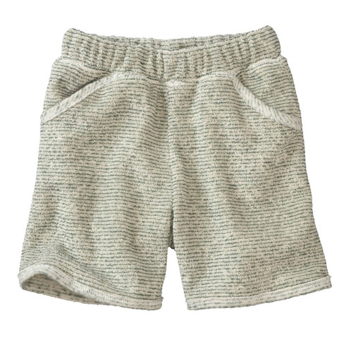 Image of Badstof-shorts van bio-katoen, jade-gestreept Maat: 134/140