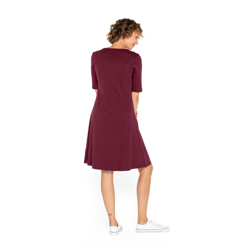 Jersey jurk met 1/2 mouwen van bio-katoen, cassis