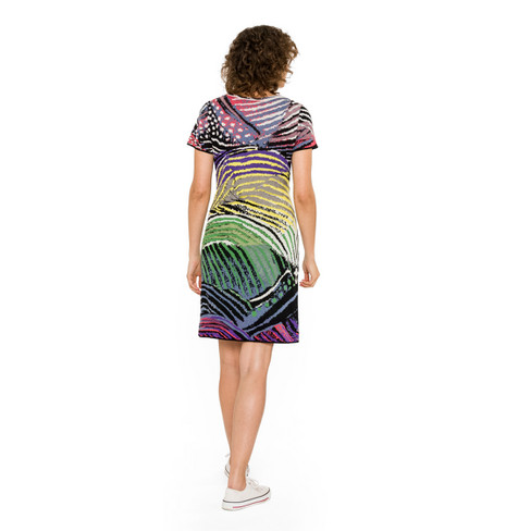 Gebreide jurk in een mix van motieven, van zuiver bio-katoen, kleurrijk-motief
