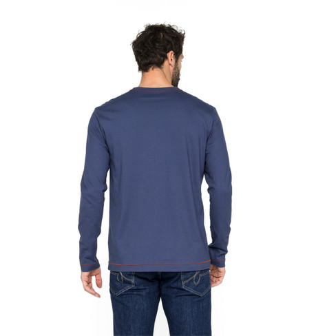 Shirt met lange mouwen van bio-katoen, inktblauw