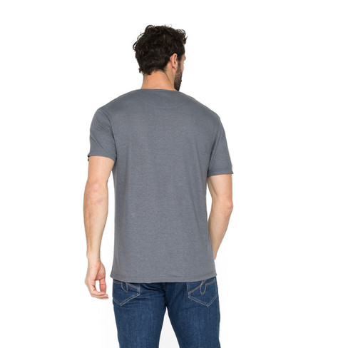 T-Shirt met knoopjes van hennep en bio-katoen, rookblauw