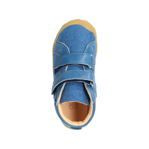 Klittenbandschoen van merino-wolvilt, jeansblauw