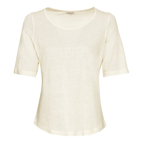 Image of Shirt met korte mouwen van bourette zijdenjersey, natuur Maat: 36/38