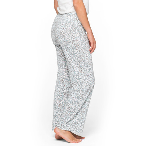 Pyjamabroek van bio-katoen met elastische tailleband, taupe-motief