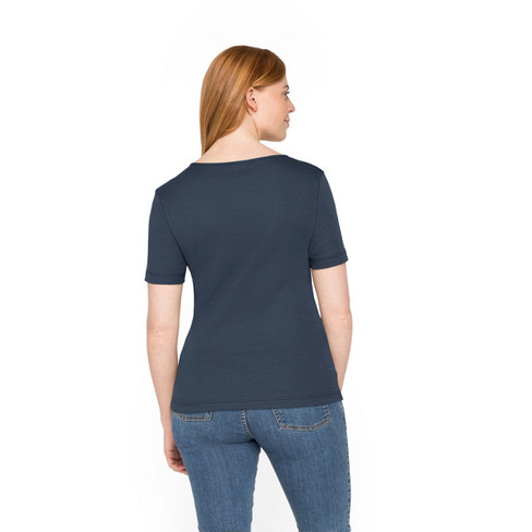 T-shirt van bio-katoen, nachtblauw