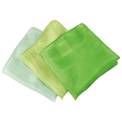 Image of Set doekjes van biologische zijde, groentinten Maat: l 42 x b 42 cm