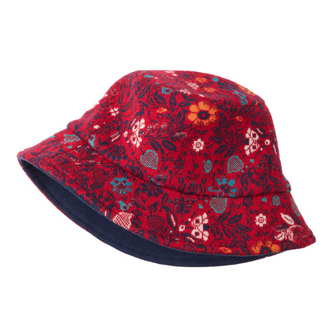 Jacquard hoed van zuiver bio-scheerwol, rood-motief